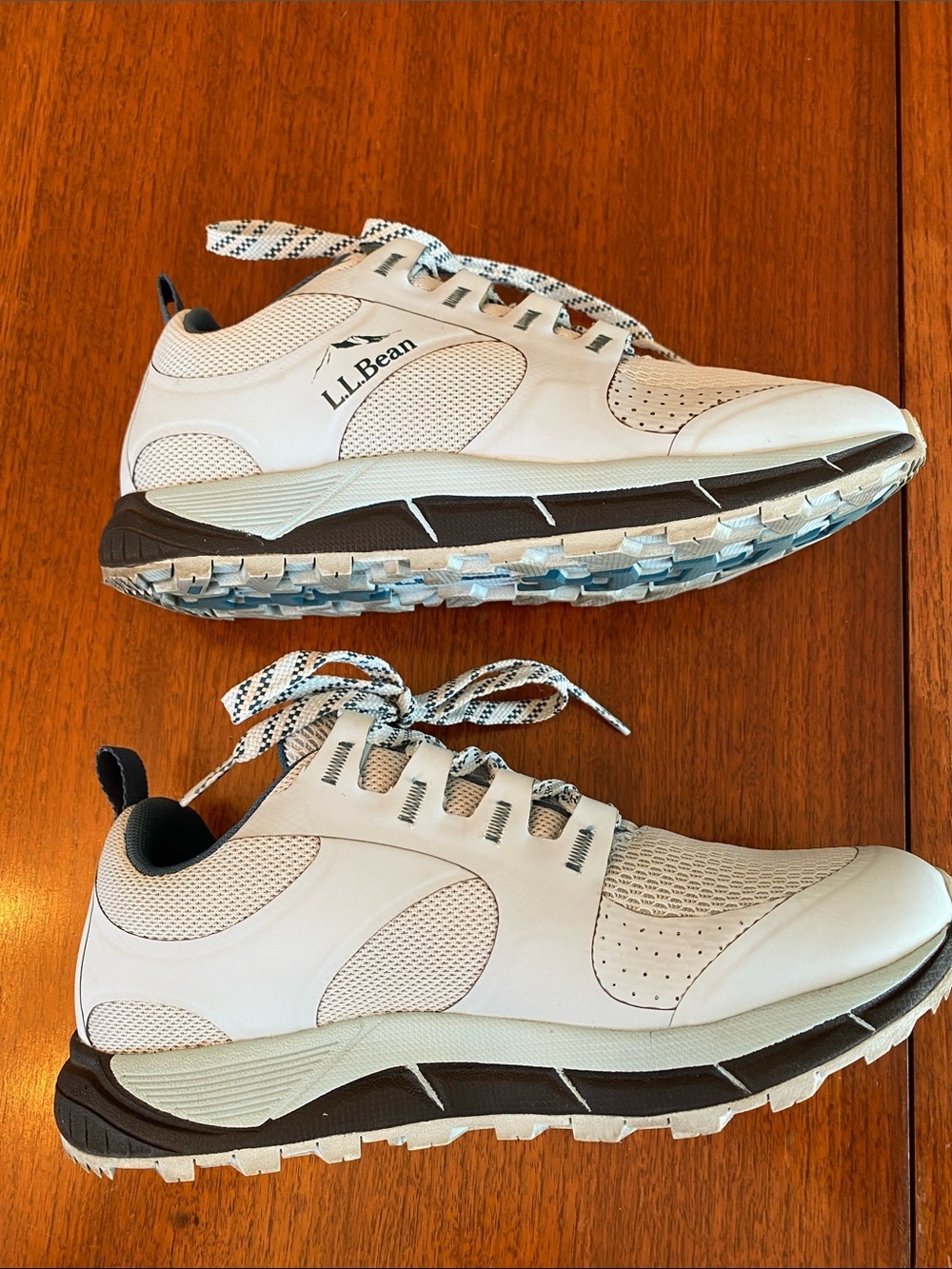 L.L. Bean Light Gray and Blue Mesh Lace-Up Sneakers